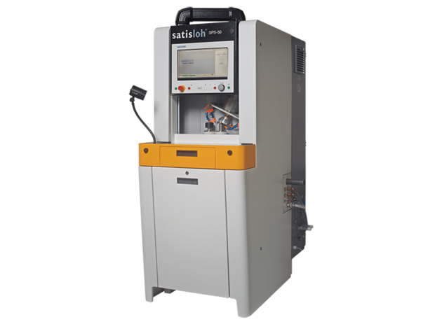 Industrial testing machine with integrated display screen and enclosed chamber