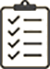 Icon of a checklist on a clipboard with four checked boxes.