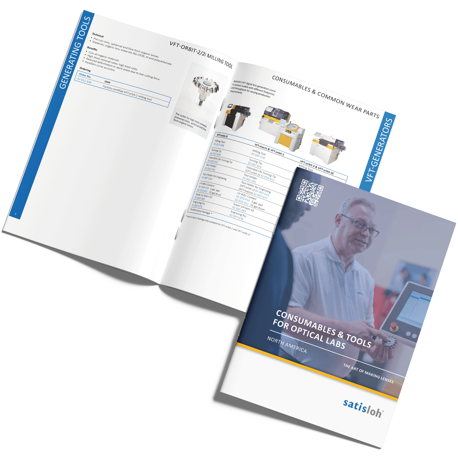 Mockup of Satisloh Ophthalmic Consumables Catalog for North American region